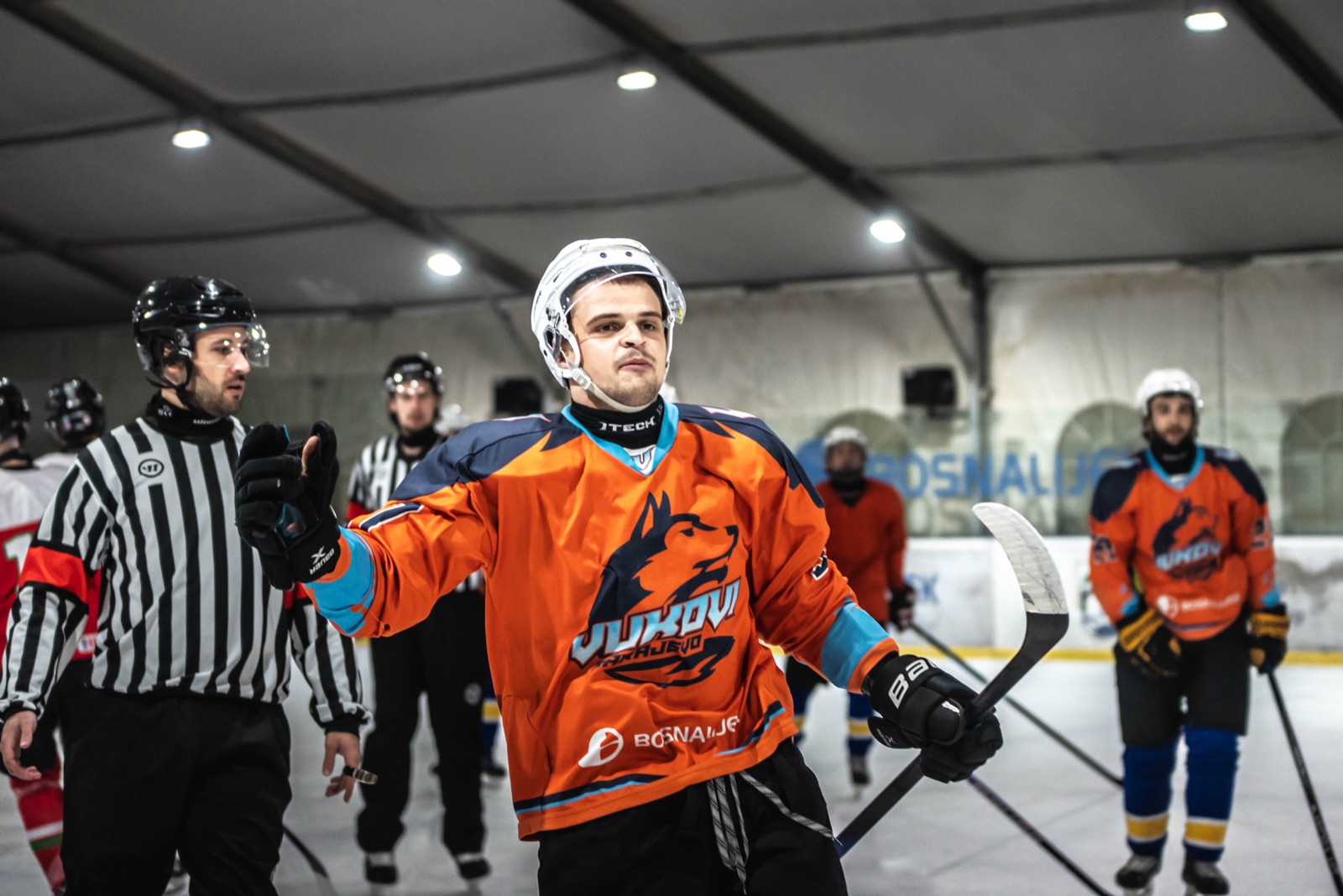 Vukovi forward after a goal against Bulgaria Select
